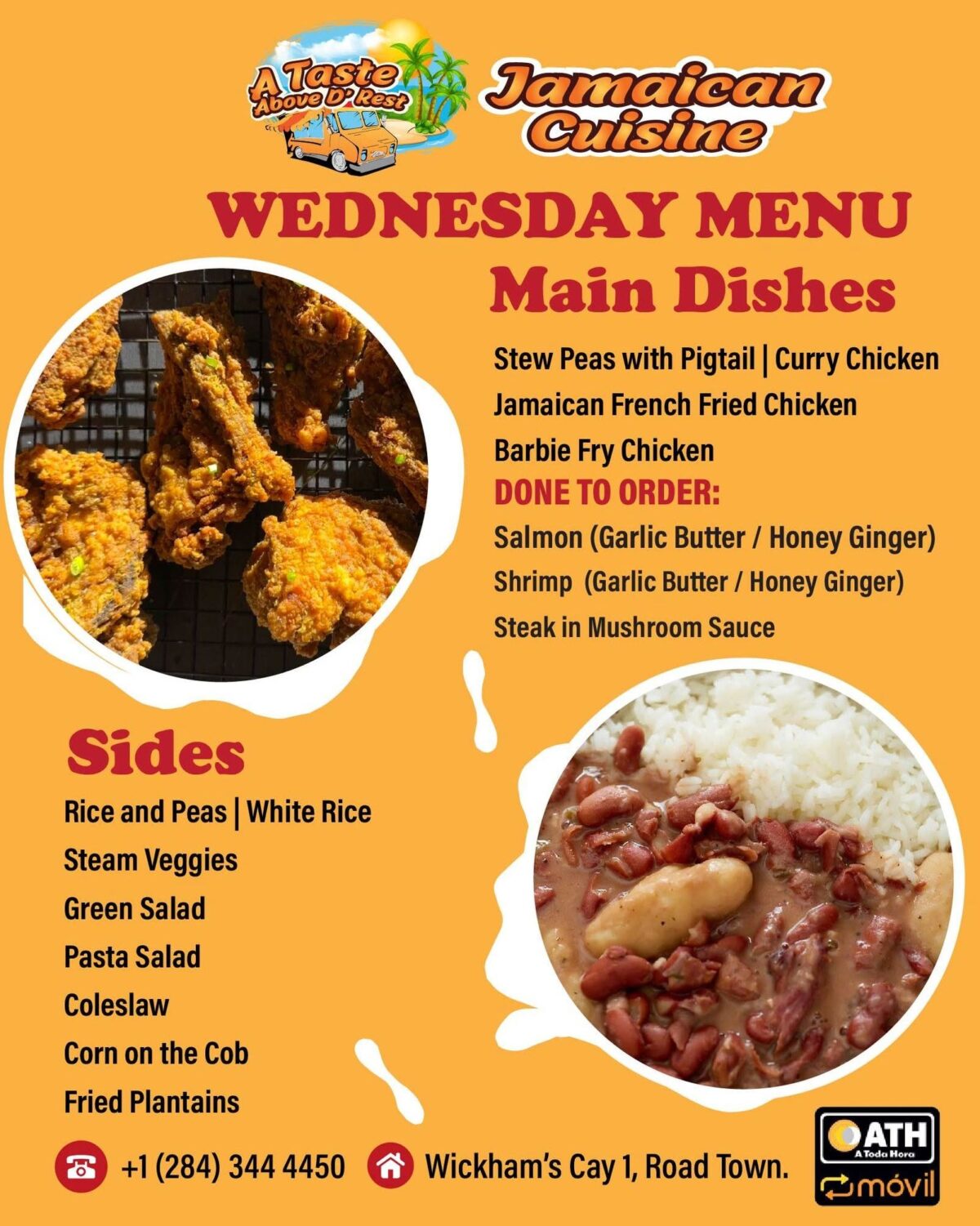 A Taste Above D'Rest - Wednesday Menu - 344 4450