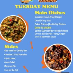 A Taste Above D'Rest - Tuesday Menu - 344 4450