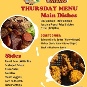 A Taste Above D'Rest - Thursday Menu - 344 4450